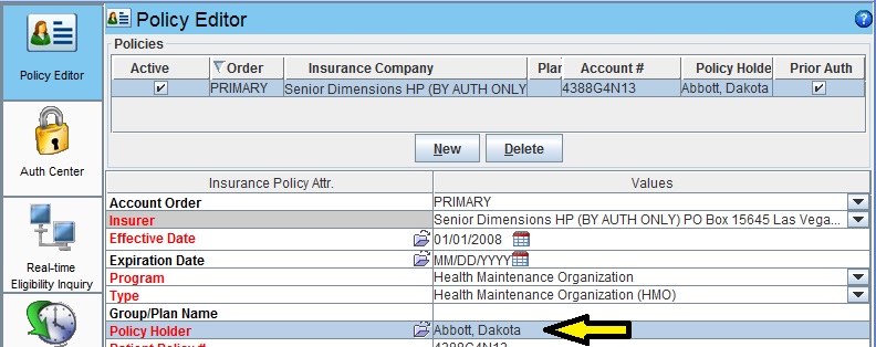 inurance policy holder